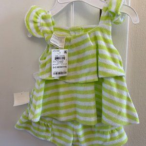 NWT Infant Girls First Impressions Short Top Set Lime Green Striped 0-3 Months